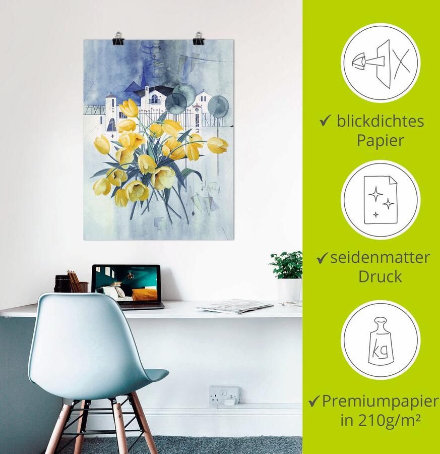 Artland Poster Aanzicht met tulpen als artprint op linnen muursticker of poster in verschillende maten