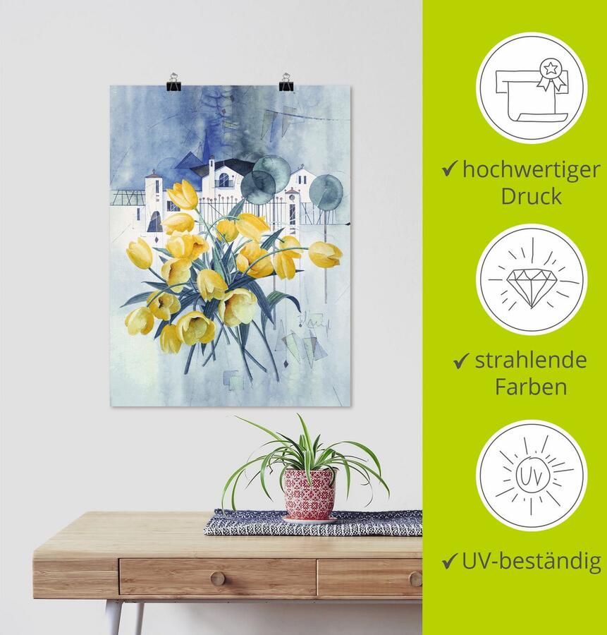 Artland Poster Aanzicht met tulpen als artprint op linnen muursticker of poster in verschillende maten - Foto 2