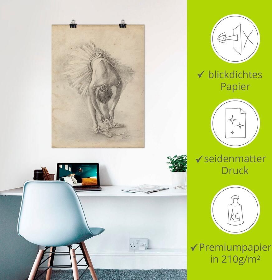 Artland Poster Antieke ballerina's oefening I als artprint van aluminium artprint op linnen muursticker of poster in verschillende maten - Foto 2