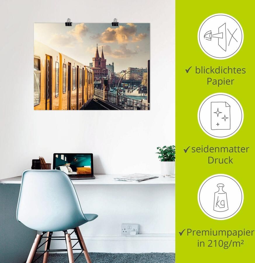 Artland Poster Berlijn Oberbaumbrücke 2 als artprint van aluminium artprint op linnen muursticker of poster in verschillende maten - Foto 2