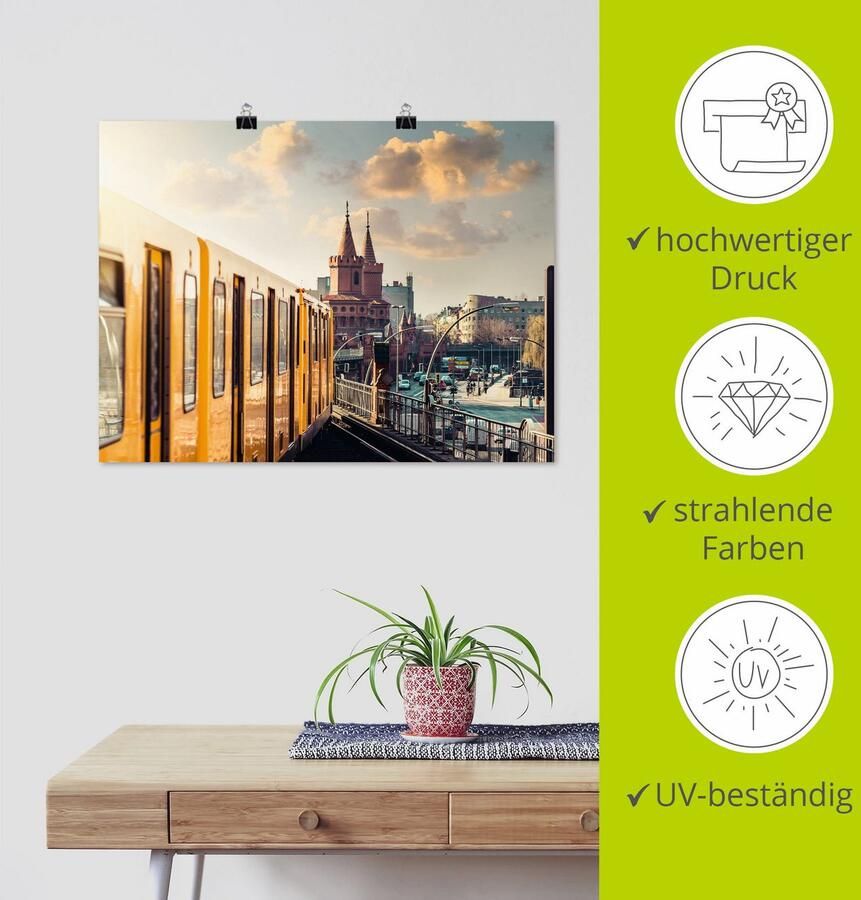 Artland Poster Berlijn Oberbaumbrücke 2 als artprint van aluminium artprint op linnen muursticker of poster in verschillende maten - Foto 3