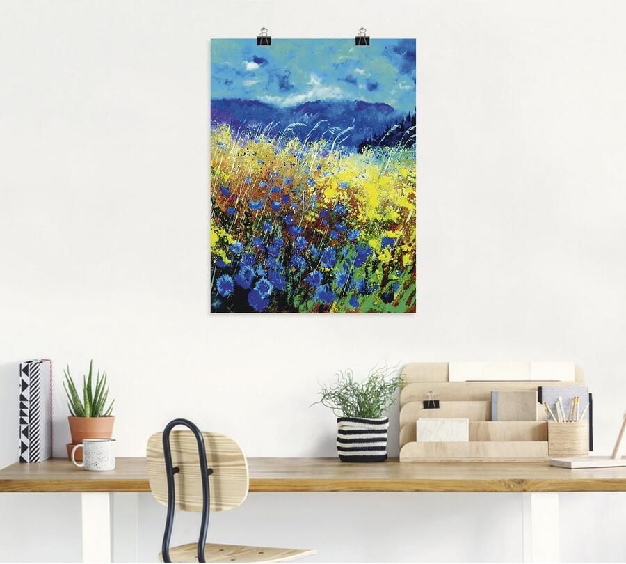 Artland Poster Blauwe wilde bloemen als artprint van aluminium artprint op linnen muursticker of poster in verschillende maten - Foto 3