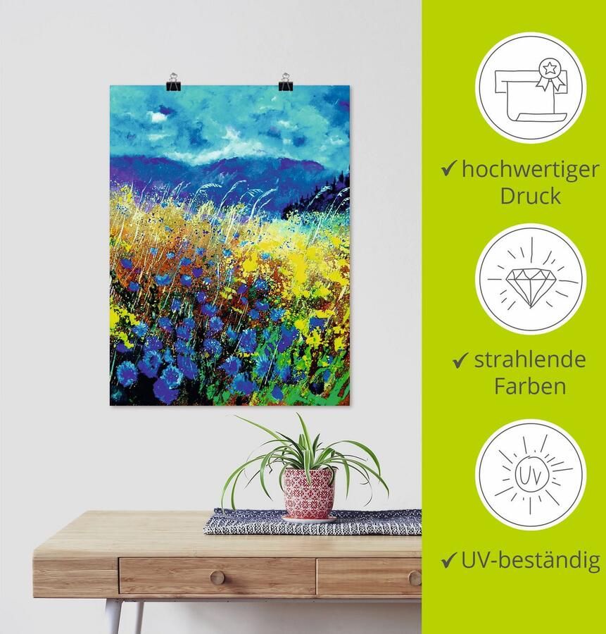 Artland Poster Blauwe wilde bloemen als artprint van aluminium artprint op linnen muursticker of poster in verschillende maten - Foto 2