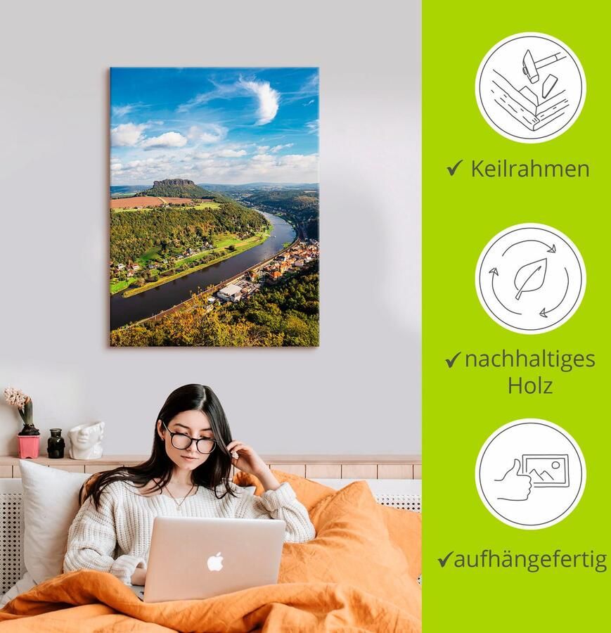 Artland Poster Blik op Elbe & de Saksische Zwitserland - Foto 2