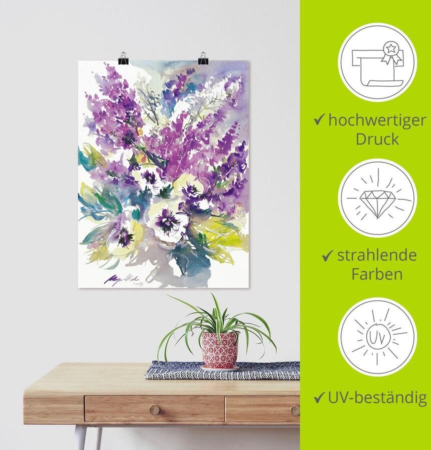 Artland Poster Bos bloemen III als artprint van aluminium artprint op linnen muursticker of poster in verschillende maten - Foto 4