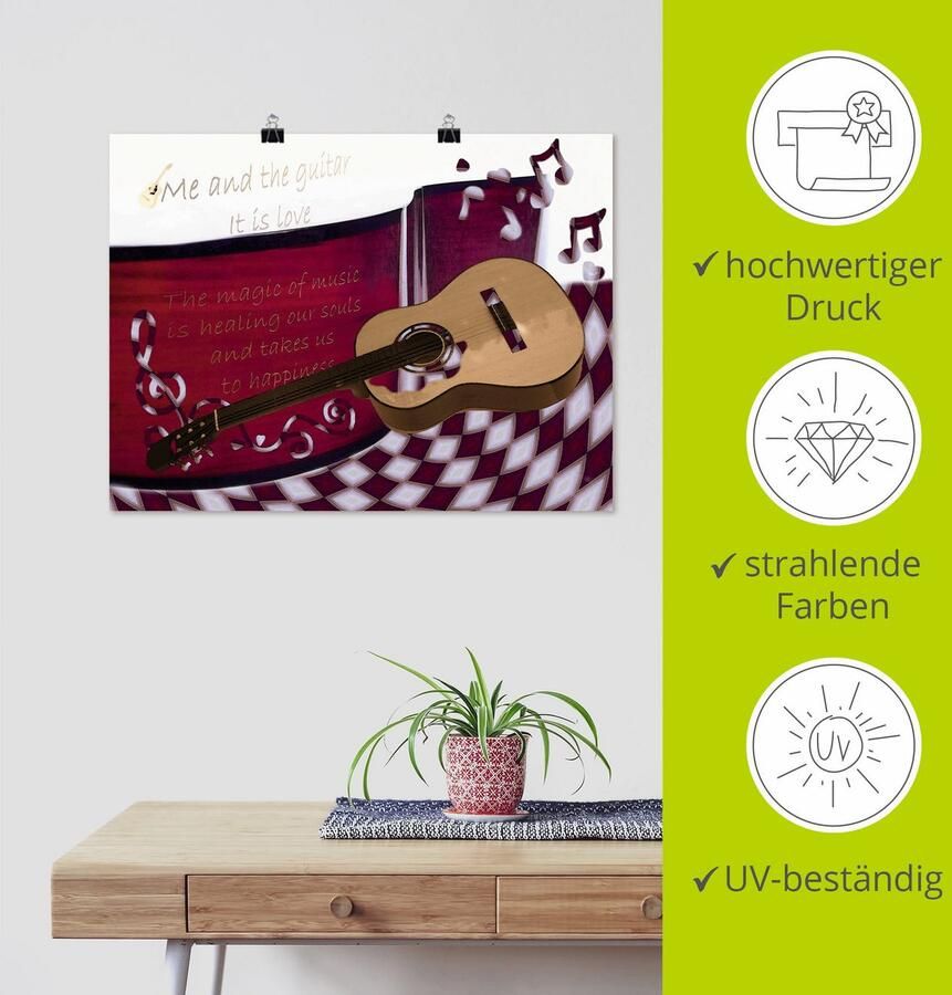 Artland Poster De gitaar en ik als artprint van aluminium artprint op linnen muursticker of poster in verschillende maten - Foto 3