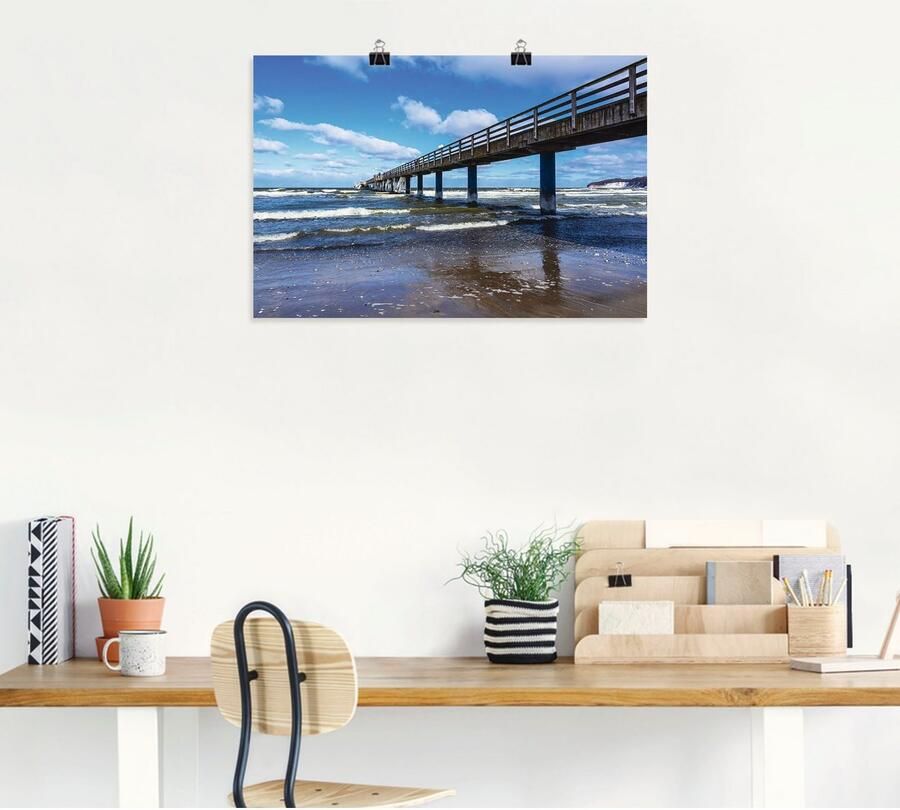Artland Poster De pier in Zingst in de winter als artprint van aluminium artprint op linnen muursticker of poster in verschillende maten - Foto 4