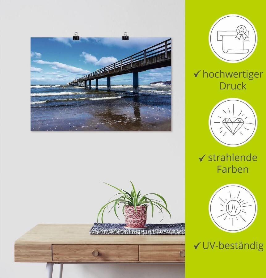 Artland Poster De pier in Zingst in de winter als artprint van aluminium artprint op linnen muursticker of poster in verschillende maten - Foto 3