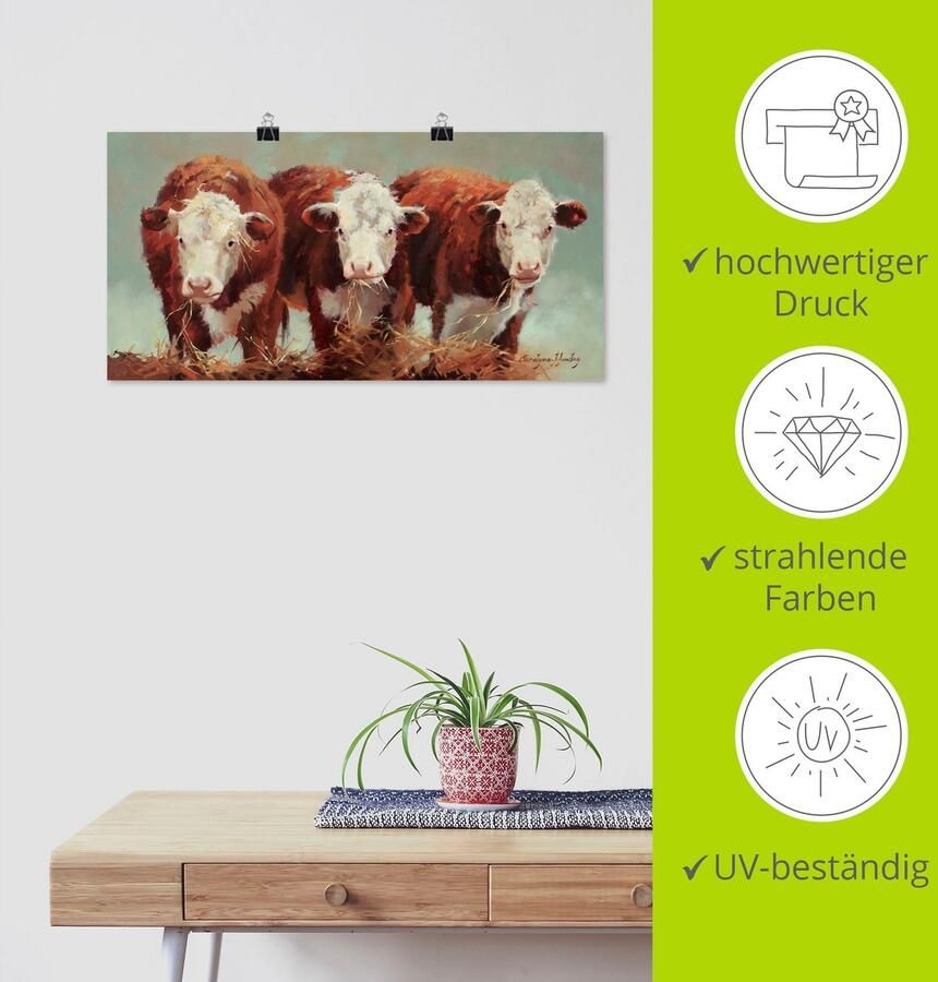 Artland Poster Drie van dezelfde als artprint van aluminium artprint op linnen muursticker of poster in verschillende maten - Foto 3