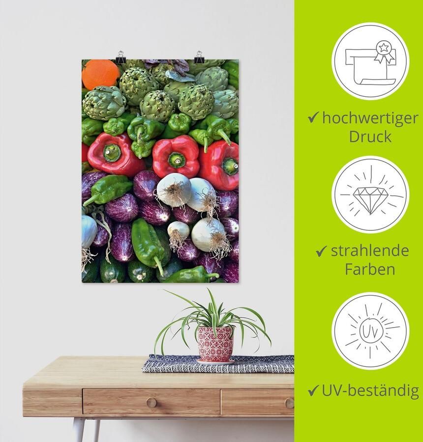 Artland Poster Gemengde groente van de markt als artprint van aluminium artprint op linnen muursticker of poster in verschillende maten - Foto 3