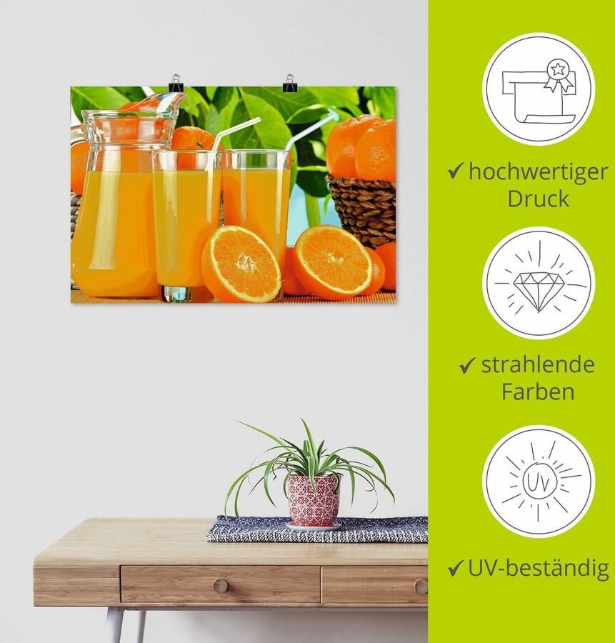 Artland Poster Gezond sinaasappelsap als artprint van aluminium artprint op linnen muursticker of poster in verschillende maten - Foto 2