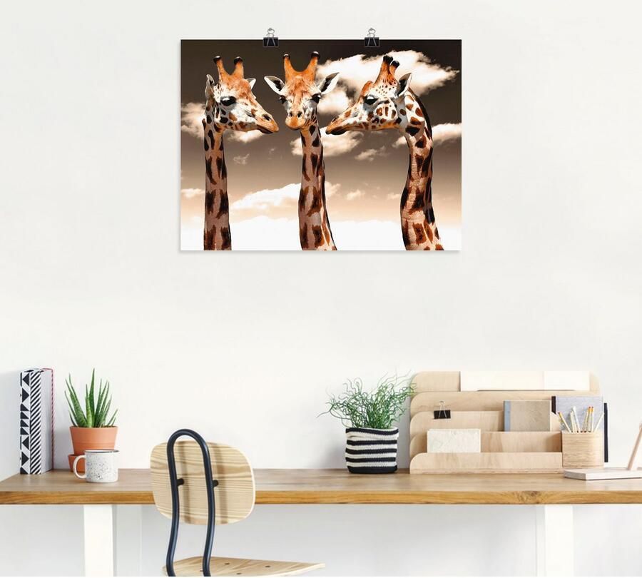 Artland Poster Giraffe_sepia als artprint van aluminium artprint op linnen muursticker of poster in verschillende maten - Foto 4