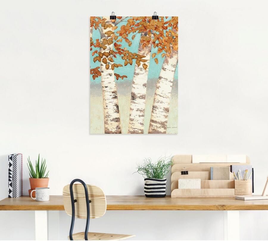 Artland Poster Goudkleurige berken III als artprint op linnen muursticker of poster in verschillende maten - Foto 4