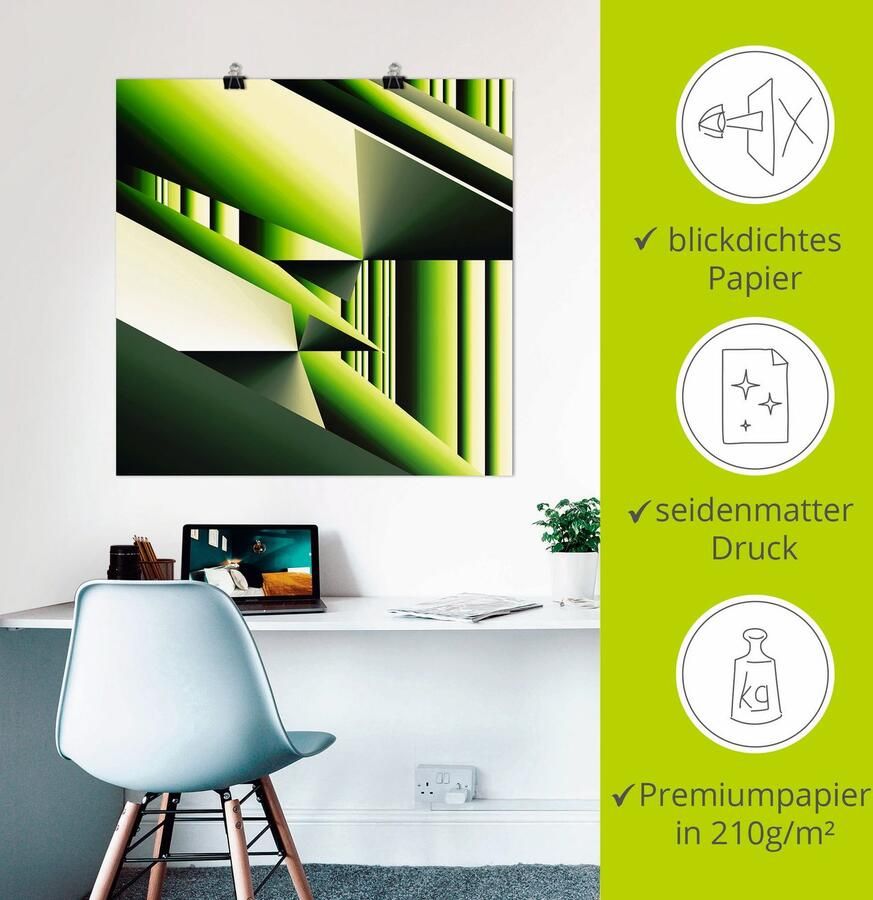 Artland Poster Groene bamboe Modern Art als artprint van aluminium artprint op linnen muursticker of poster in verschillende maten - Foto 2