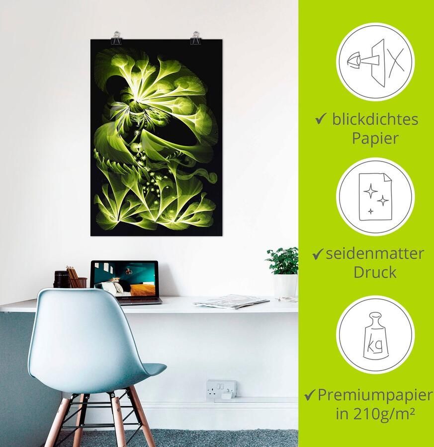 Artland Poster Groene tuinfee als artprint van aluminium artprint op linnen muursticker of poster in verschillende maten - Foto 3