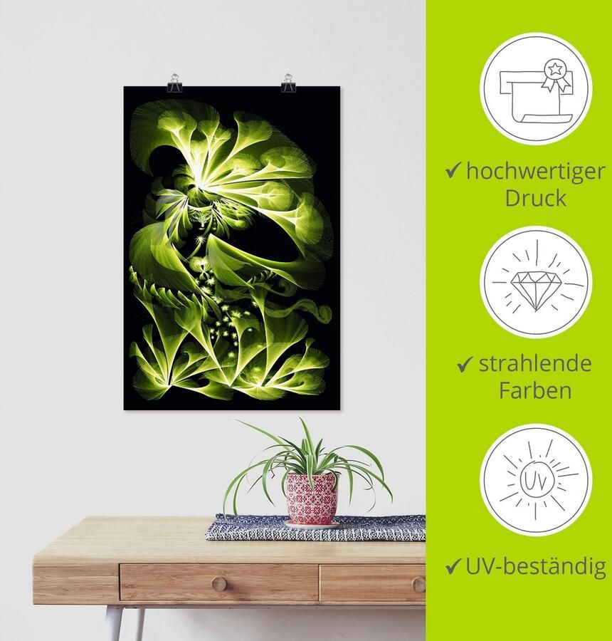 Artland Poster Groene tuinfee als artprint van aluminium artprint op linnen muursticker of poster in verschillende maten - Foto 4
