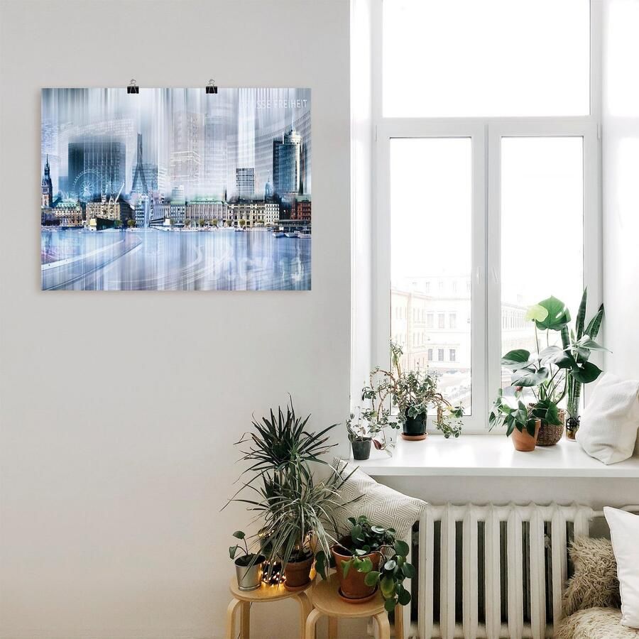 Artland Poster Hamburg Skyline collage I als artprint op linnen muursticker of poster in verschillende maten - Foto 2
