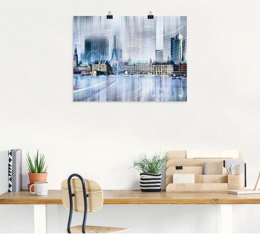 Artland Poster Hamburg Skyline collage I als artprint op linnen muursticker of poster in verschillende maten - Foto 6
