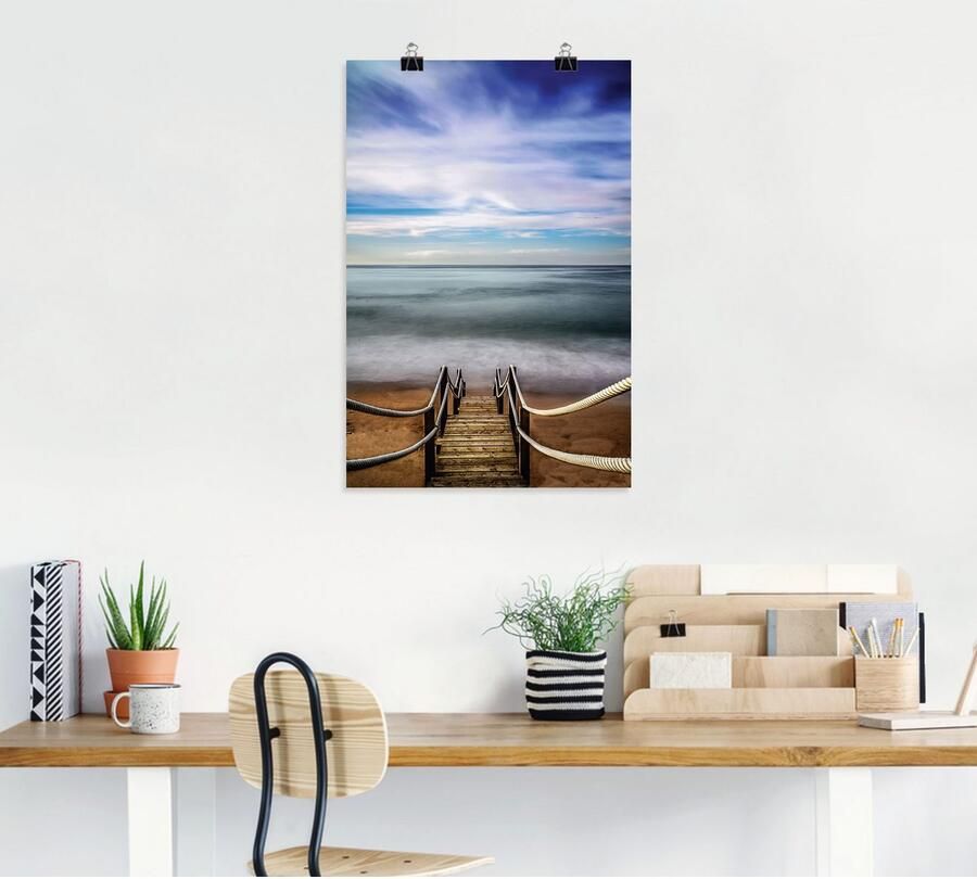 Artland Poster Houten pier aan zee als artprint van aluminium artprint op linnen muursticker of poster in verschillende maten - Foto 4