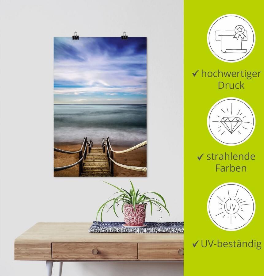 Artland Poster Houten pier aan zee als artprint van aluminium artprint op linnen muursticker of poster in verschillende maten - Foto 3