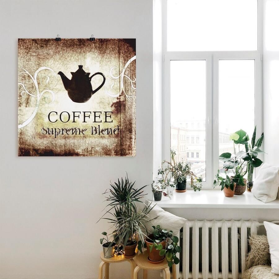 Artland Poster Koffie als artprint op linnen muursticker of poster in verschillende maten
