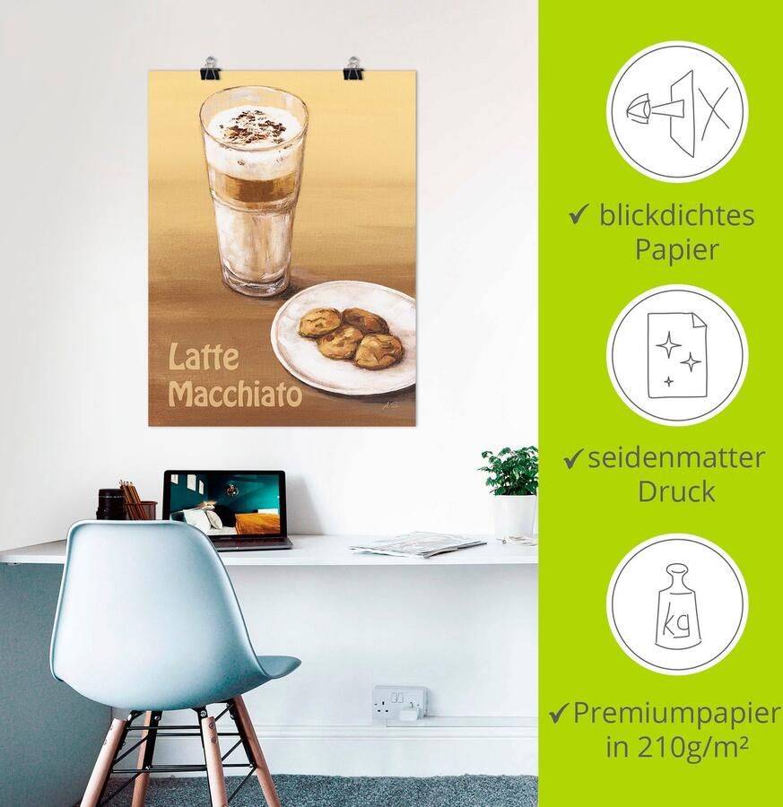 Artland Poster Latte macchiato III als artprint van aluminium artprint op linnen muursticker of poster in verschillende maten - Foto 2