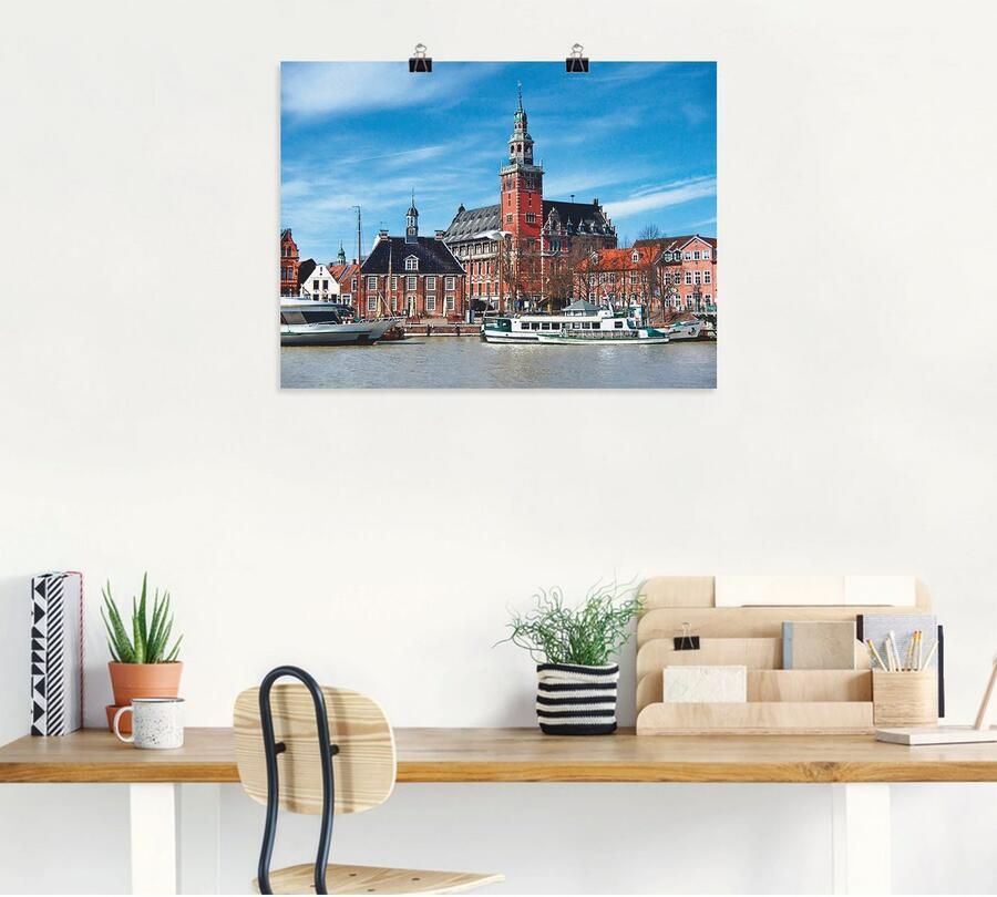 Artland Poster Leer Oost-Friesland uitzicht op de stad als artprint op linnen muursticker of poster in verschillende maten - Foto 4