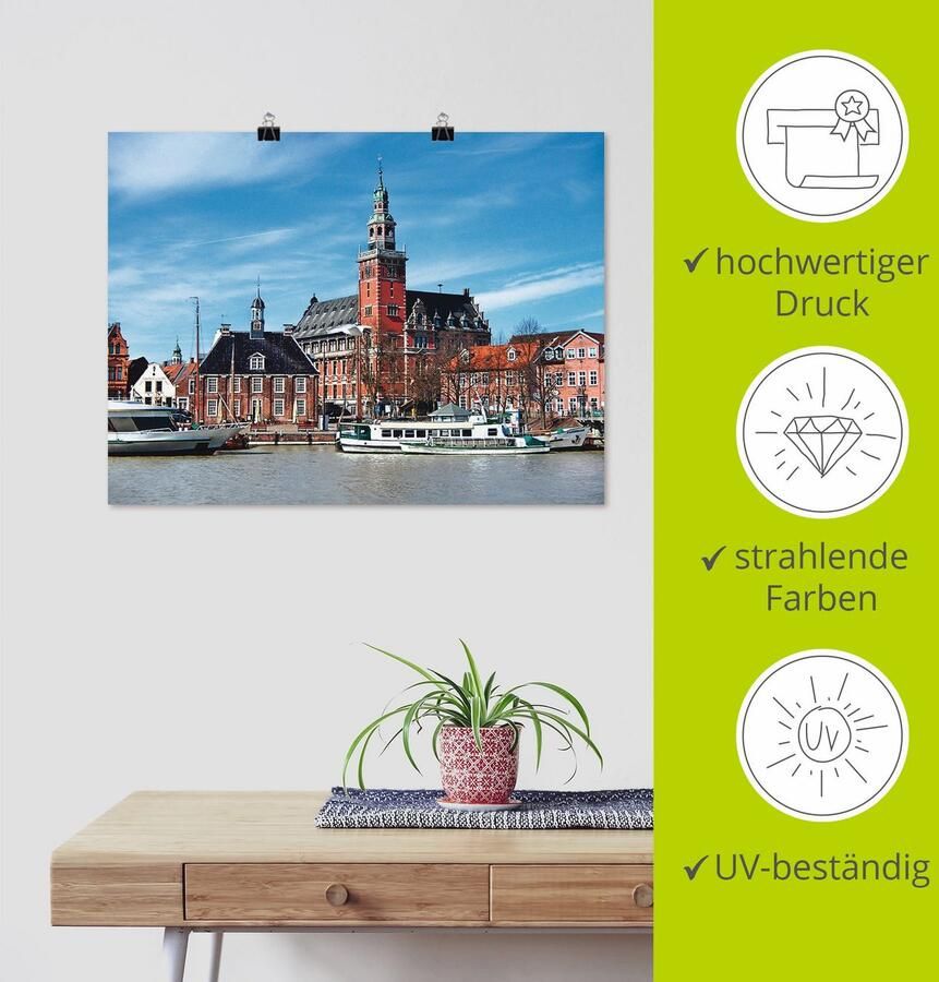 Artland Poster Leer Oost-Friesland uitzicht op de stad als artprint op linnen muursticker of poster in verschillende maten - Foto 3