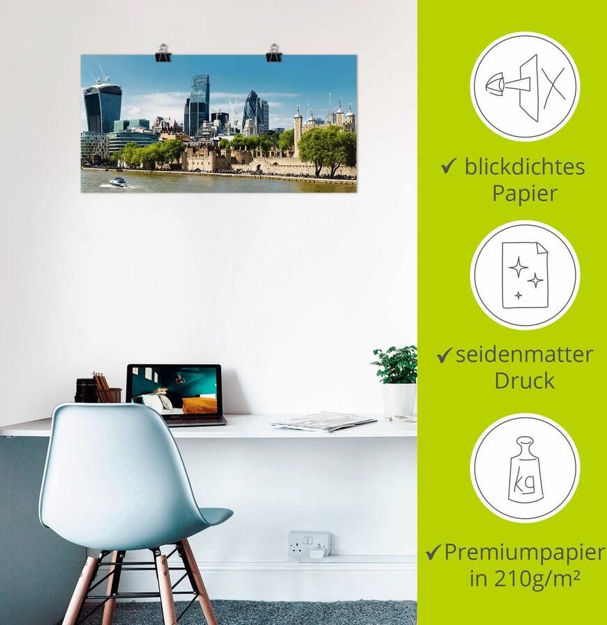 Artland Poster Londen financieel district als artprint van aluminium artprint op linnen muursticker of poster in verschillende maten - Foto 2