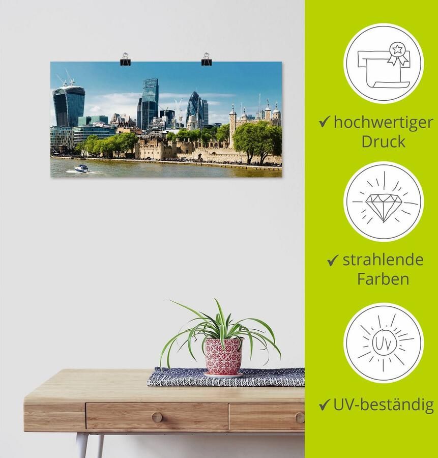 Artland Poster Londen financieel district als artprint van aluminium artprint op linnen muursticker of poster in verschillende maten - Foto 3