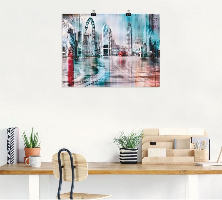 Artland Poster Londen Skyline abstracte collage 07 als artprint op linnen muursticker of poster in verschillende maten - Foto 4
