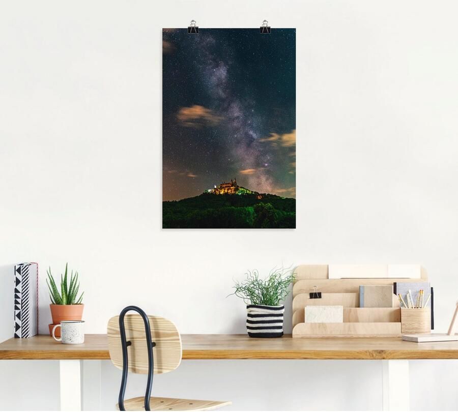 Artland Poster Melkweg boven de burcht Hohenzollern als artprint van aluminium artprint op linnen muursticker of poster in verschillende maten - Foto 4