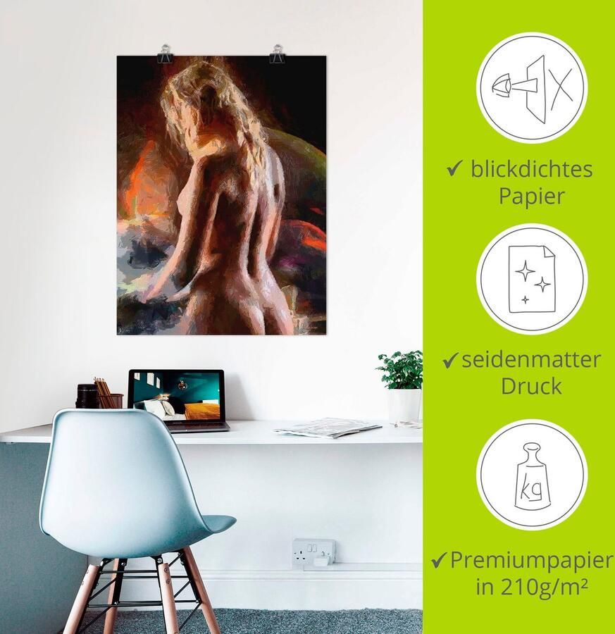 Artland Poster Naakt van achteren als artprint van aluminium artprint op linnen muursticker of poster in verschillende maten - Foto 2