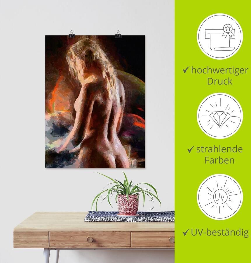 Artland Poster Naakt van achteren als artprint van aluminium artprint op linnen muursticker of poster in verschillende maten - Foto 3