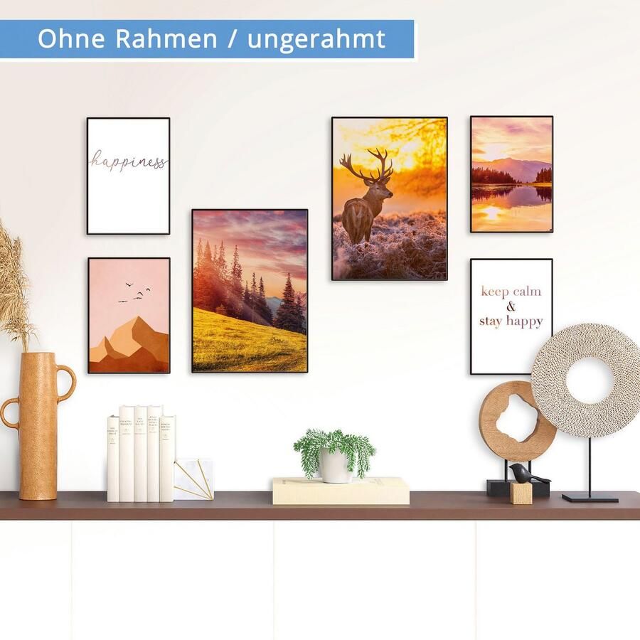 Artland Poster Natuur bij zonsondergang (set 6 stuks) - Foto 2