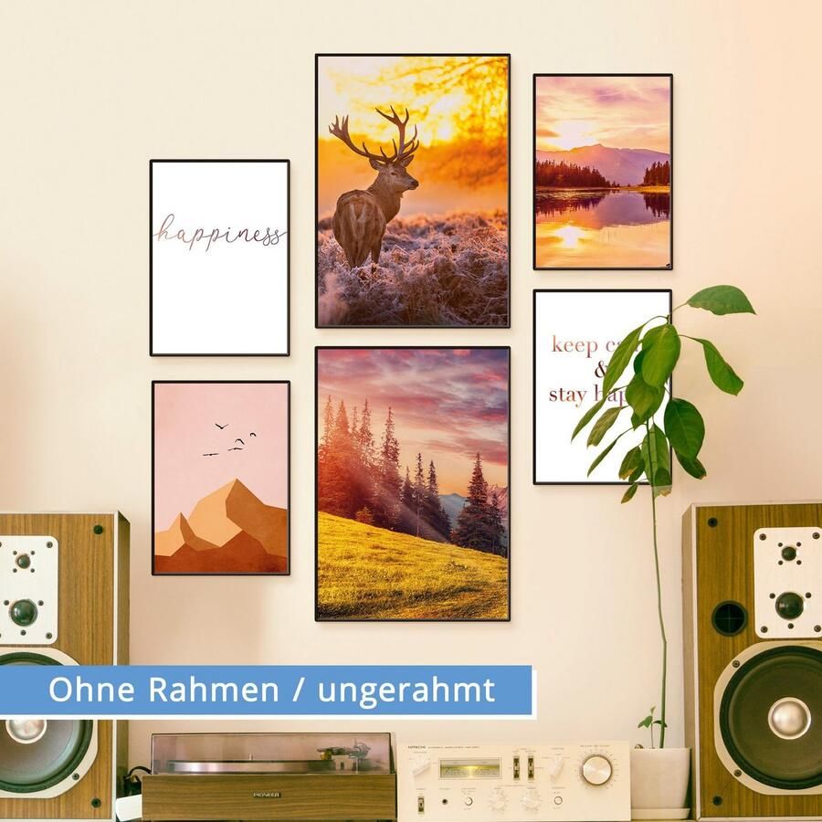 Artland Poster Natuur bij zonsondergang (set 6 stuks) - Foto 3