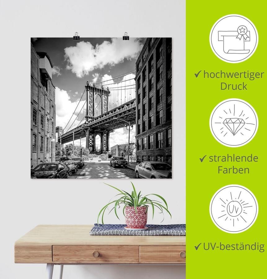 Artland Poster New York City Manhattan Bridge I als artprint van aluminium artprint op linnen muursticker of poster in verschillende maten - Foto 3