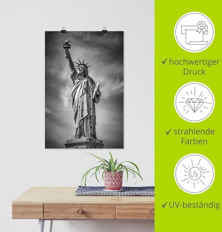 Artland Poster New York City Vrijheidsbeeld II als artprint van aluminium artprint op linnen muursticker of poster in verschillende maten - Foto 3