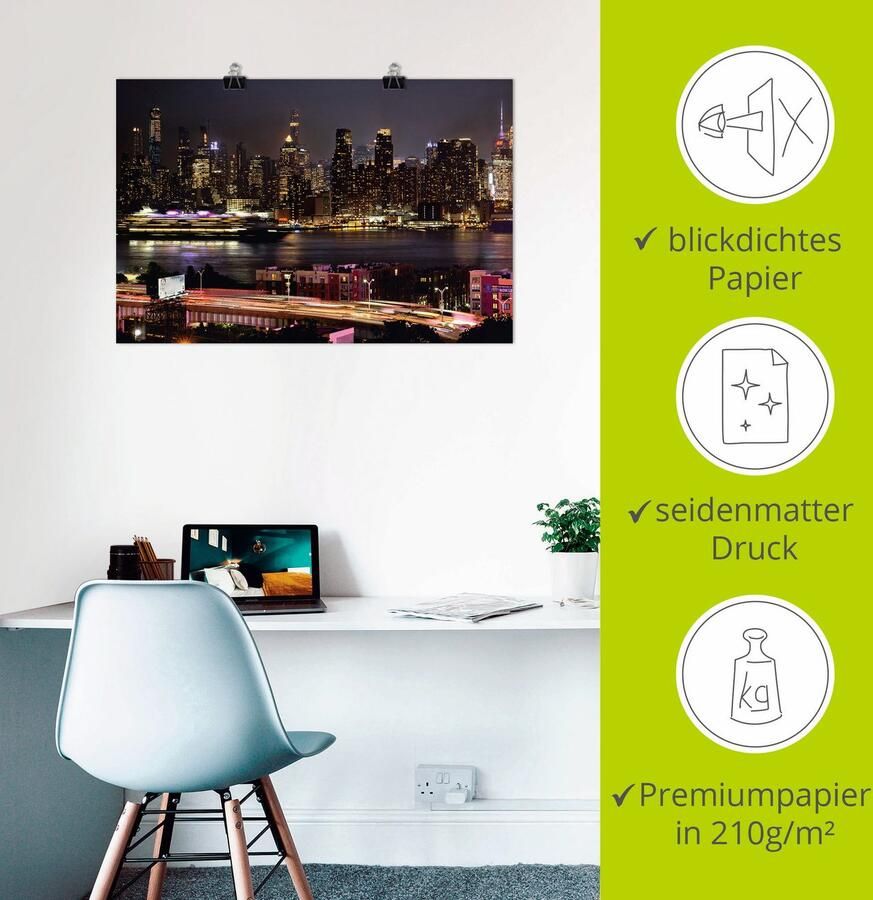Artland Poster New York skyline II als artprint van aluminium artprint op linnen muursticker of poster in verschillende maten - Foto 2