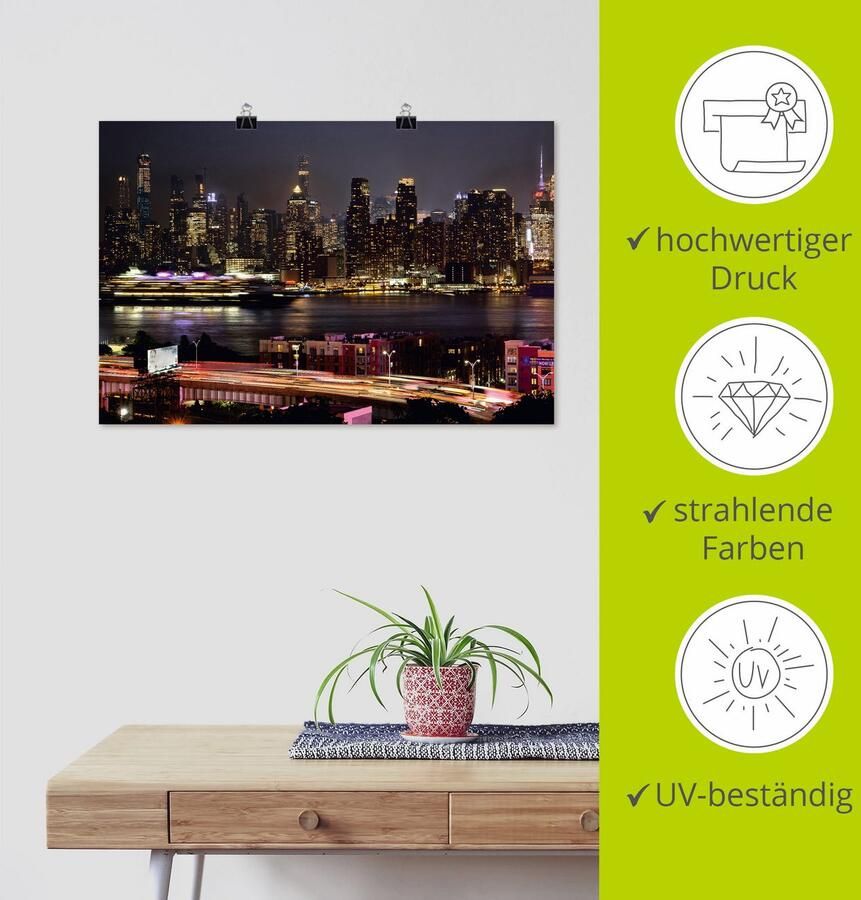 Artland Poster New York skyline II als artprint van aluminium artprint op linnen muursticker of poster in verschillende maten - Foto 3