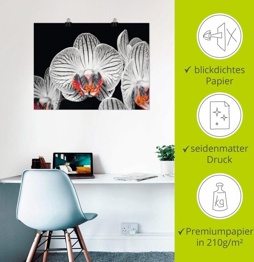 Artland Poster Orchidee abstracte collage IV als artprint op linnen muursticker of poster in verschillende maten - Foto 3