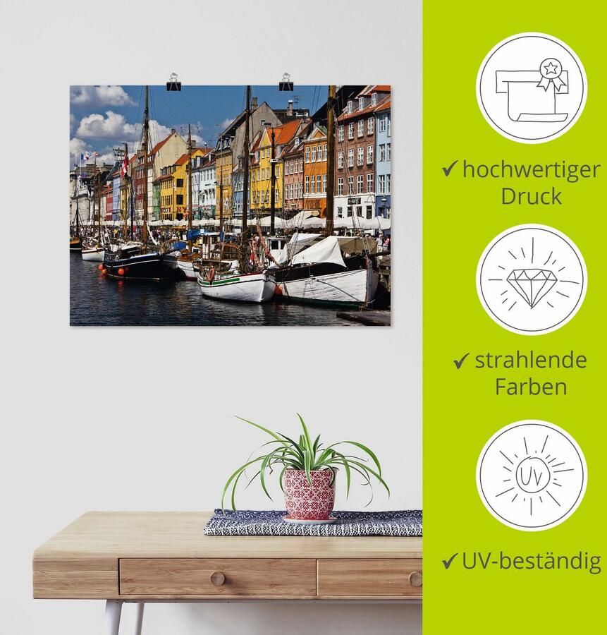 Artland Poster Oude haven in Kopenhagen 2 als artprint van aluminium artprint op linnen muursticker of poster in verschillende maten - Foto 3