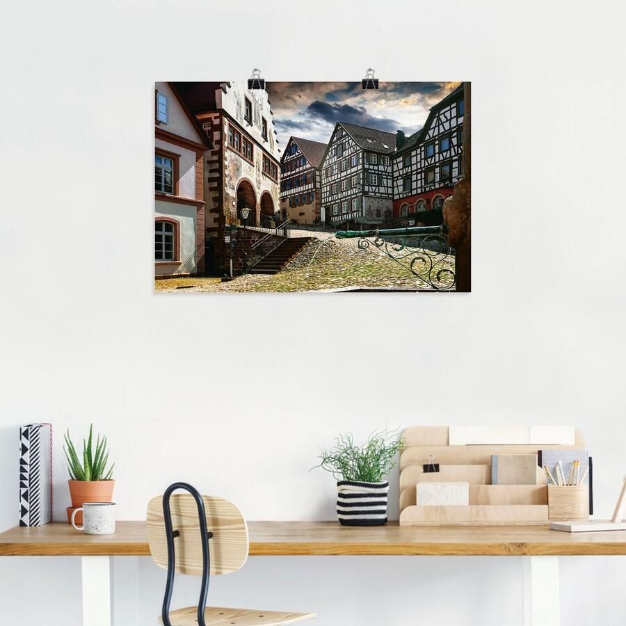 Artland Poster Oude markt Schiltach Zwarte Woud als artprint van aluminium artprint op linnen muursticker of poster in verschillende maten