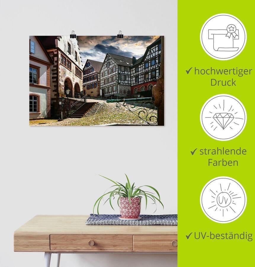Artland Poster Oude markt Schiltach Zwarte Woud als artprint van aluminium artprint op linnen muursticker of poster in verschillende maten - Foto 3