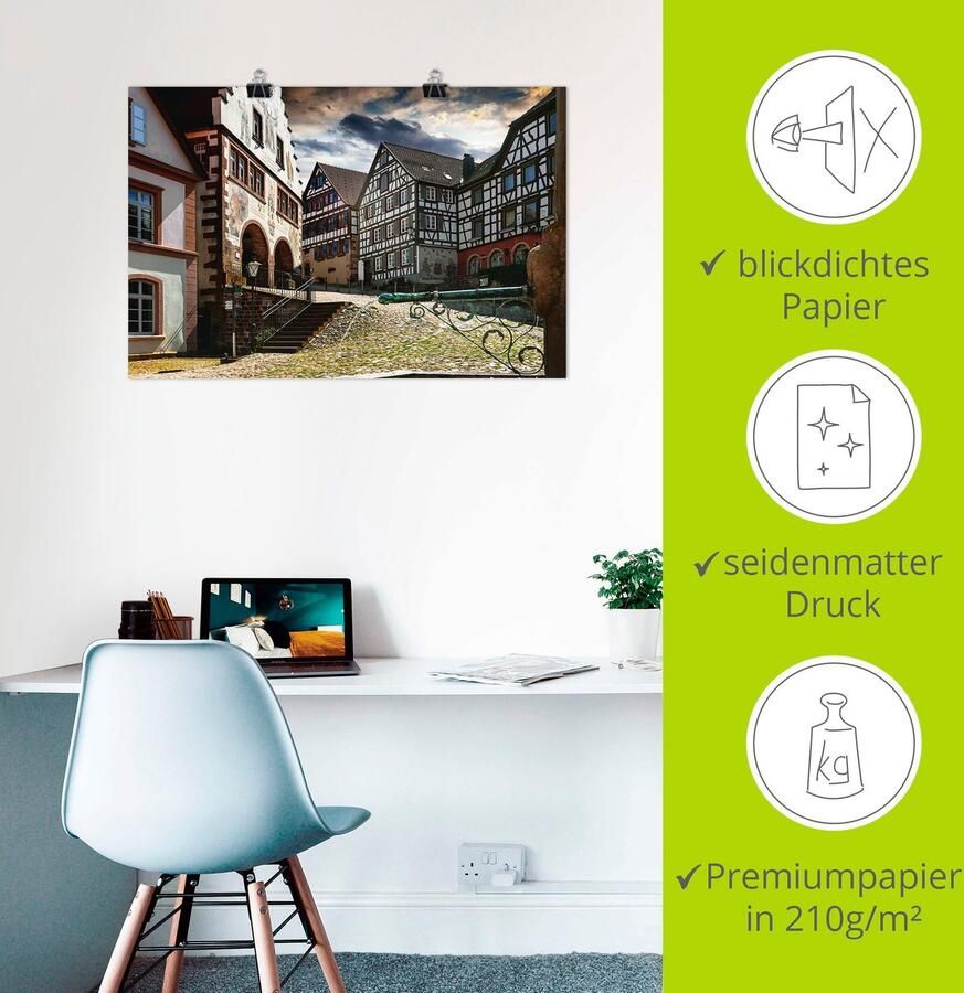 Artland Poster Oude markt Schiltach Zwarte Woud als artprint van aluminium artprint op linnen muursticker of poster in verschillende maten - Foto 2