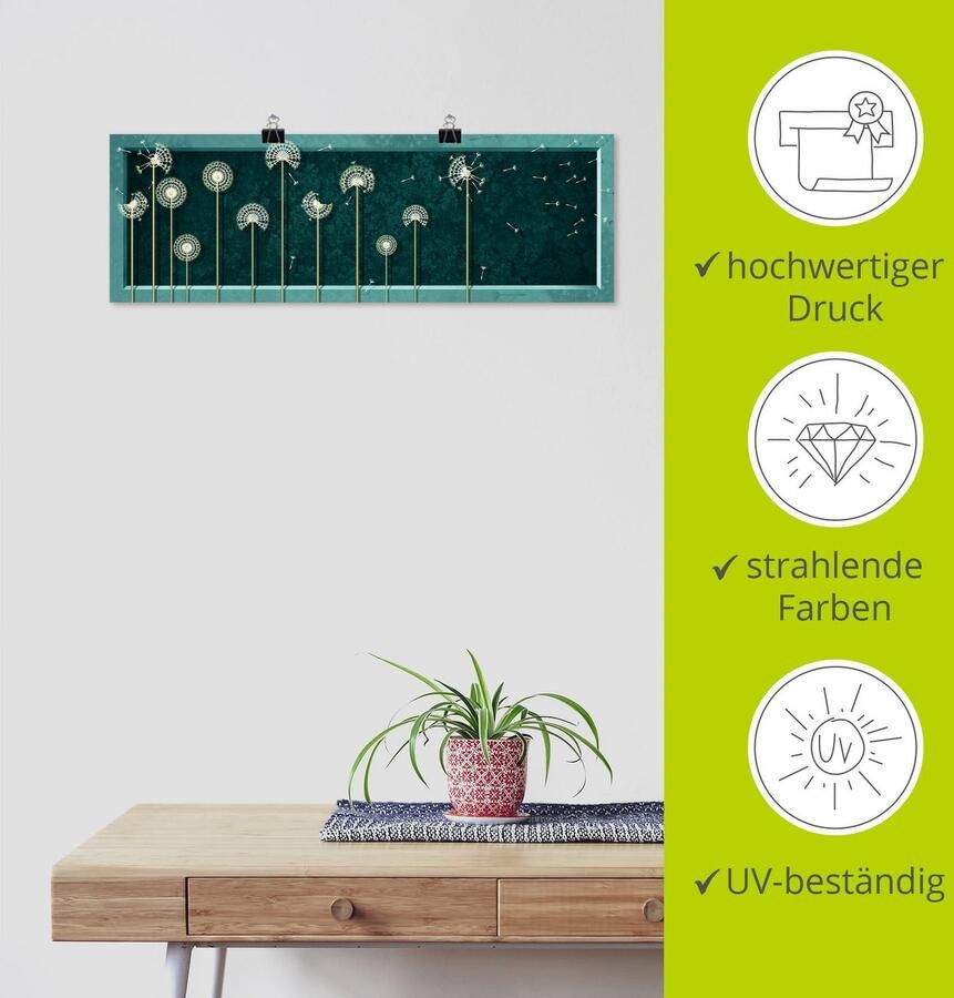 Artland Poster Paardenbloem modern petrol als artprint op linnen muursticker of poster in verschillende maten - Foto 2