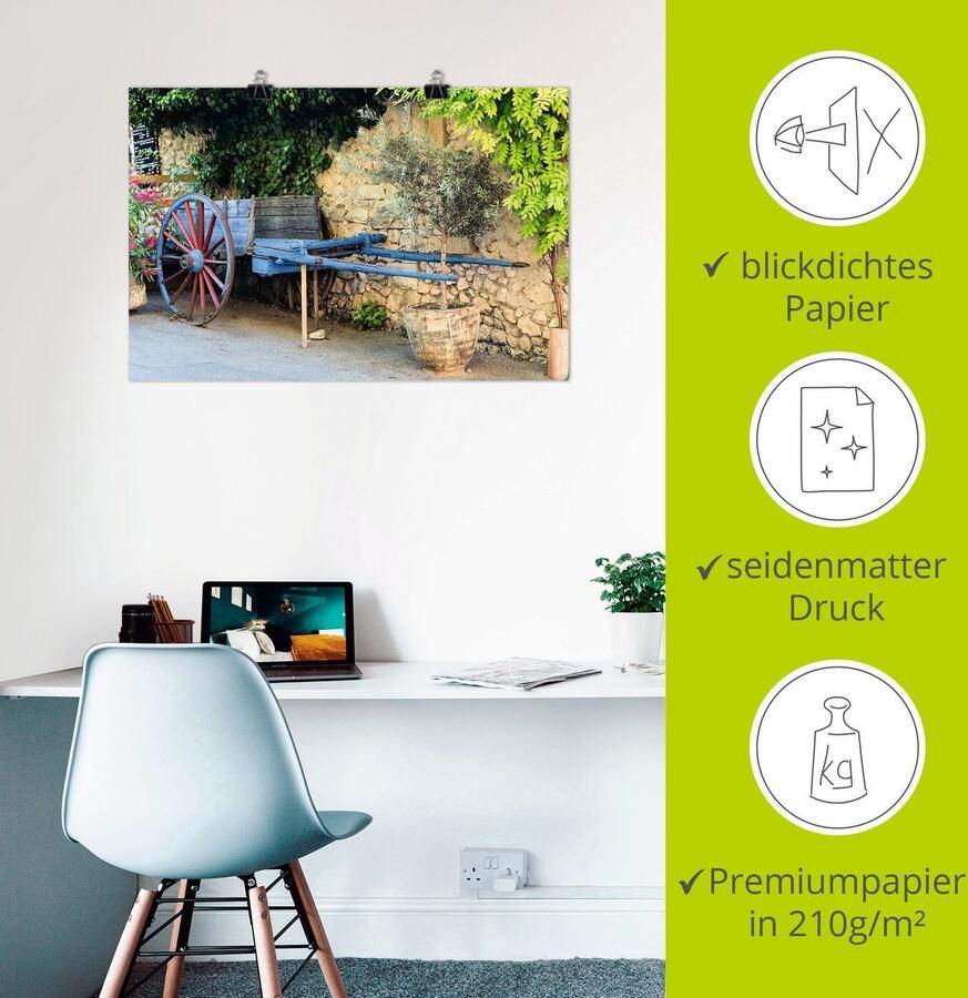 Artland Poster Paardentrailer in de Provence als artprint van aluminium artprint op linnen muursticker of poster in verschillende maten - Foto 2