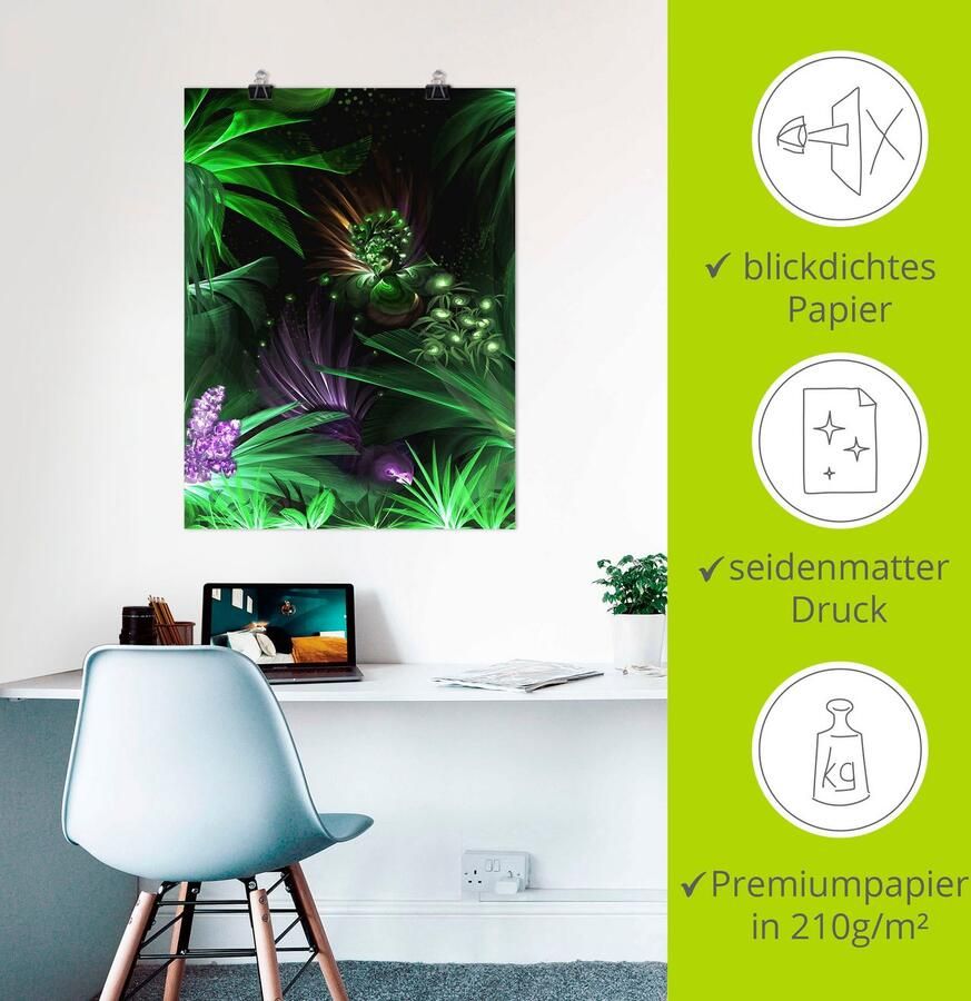 Artland Poster Paradijsvogels in het bos als artprint van aluminium artprint op linnen muursticker of poster in verschillende maten - Foto 3