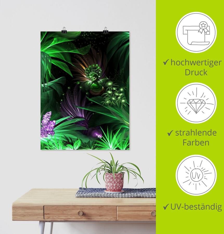 Artland Poster Paradijsvogels in het bos als artprint van aluminium artprint op linnen muursticker of poster in verschillende maten - Foto 4