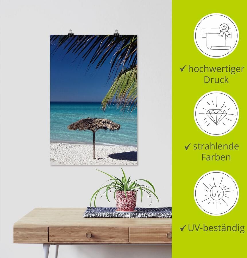 Artland Poster Parasol aan het strand als artprint van aluminium artprint op linnen muursticker of poster in verschillende maten - Foto 2